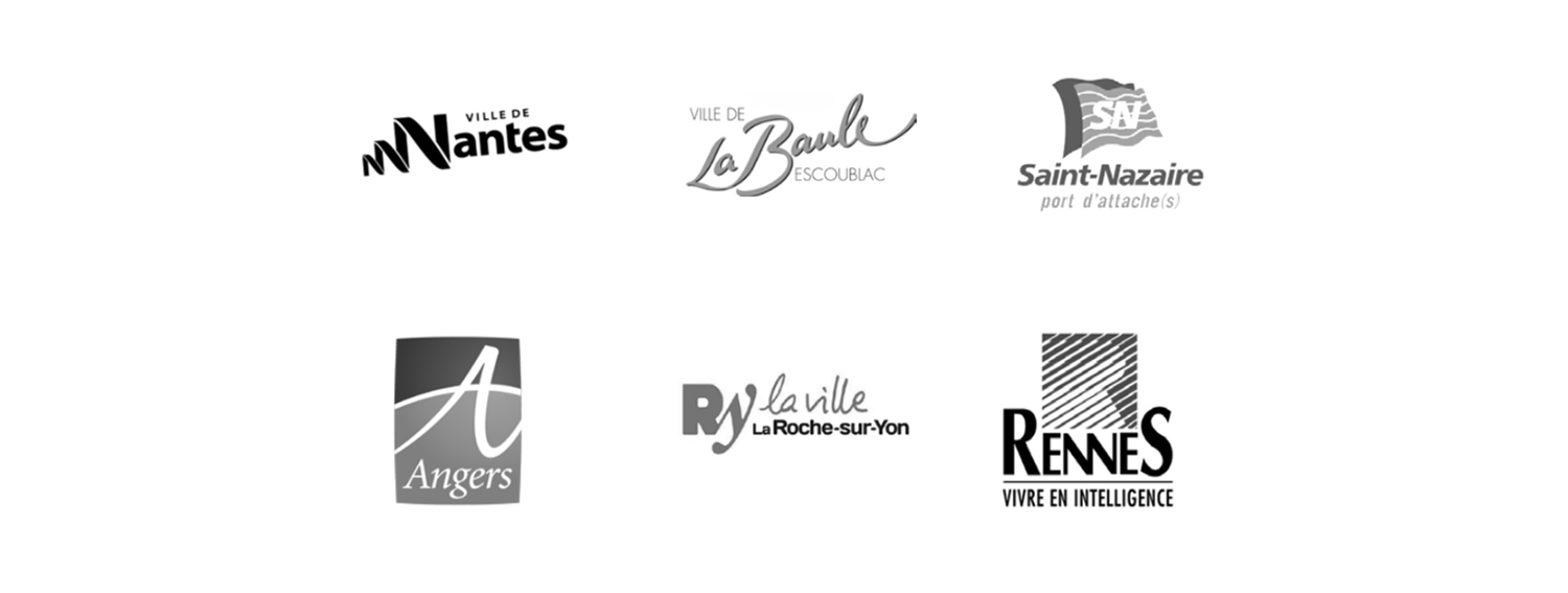 logos Nantes, La Baule, Port de Saint Nazaire, Angers, La Roche Sur Yon, Rennes